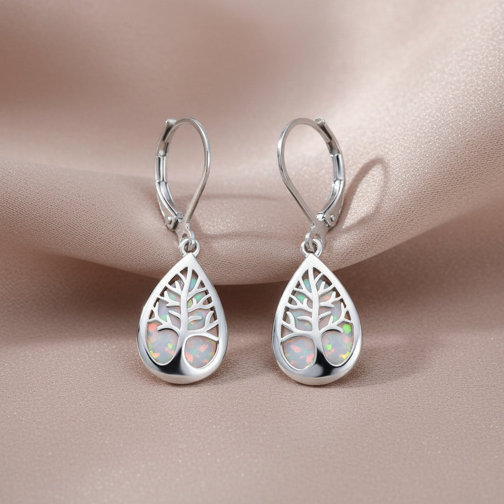 Tree of Life Earrings – Opal & Sterling Silver