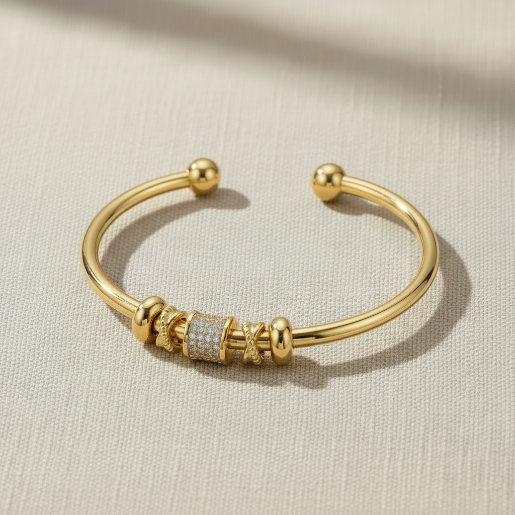Adjustable Bracelet with Golden Charms