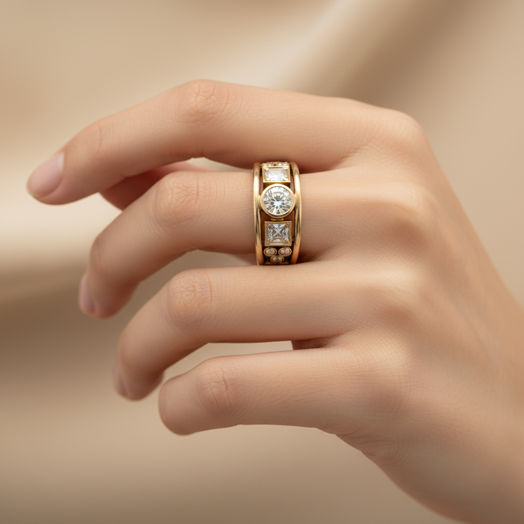 Cubic Zirconia Ring in Gold, Vintage