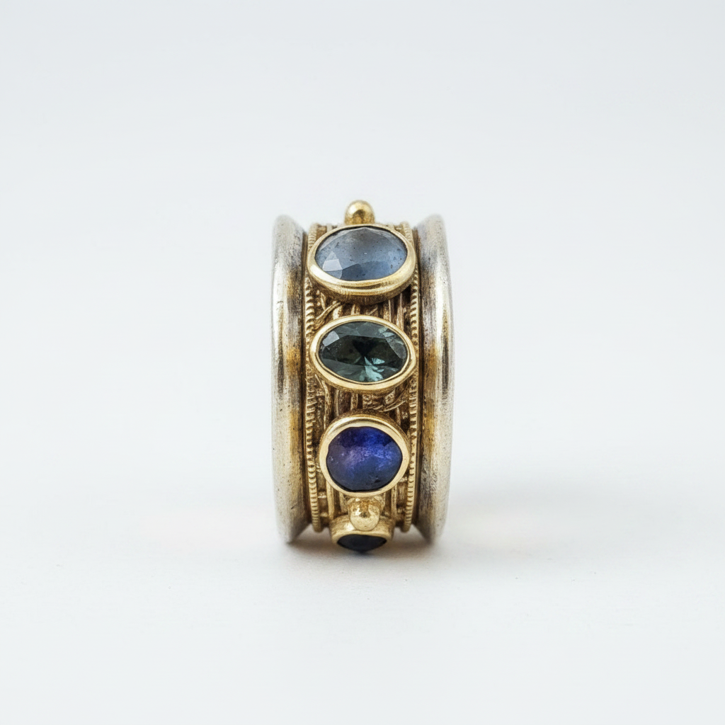 Gold Inlaid Blue Stone Ring