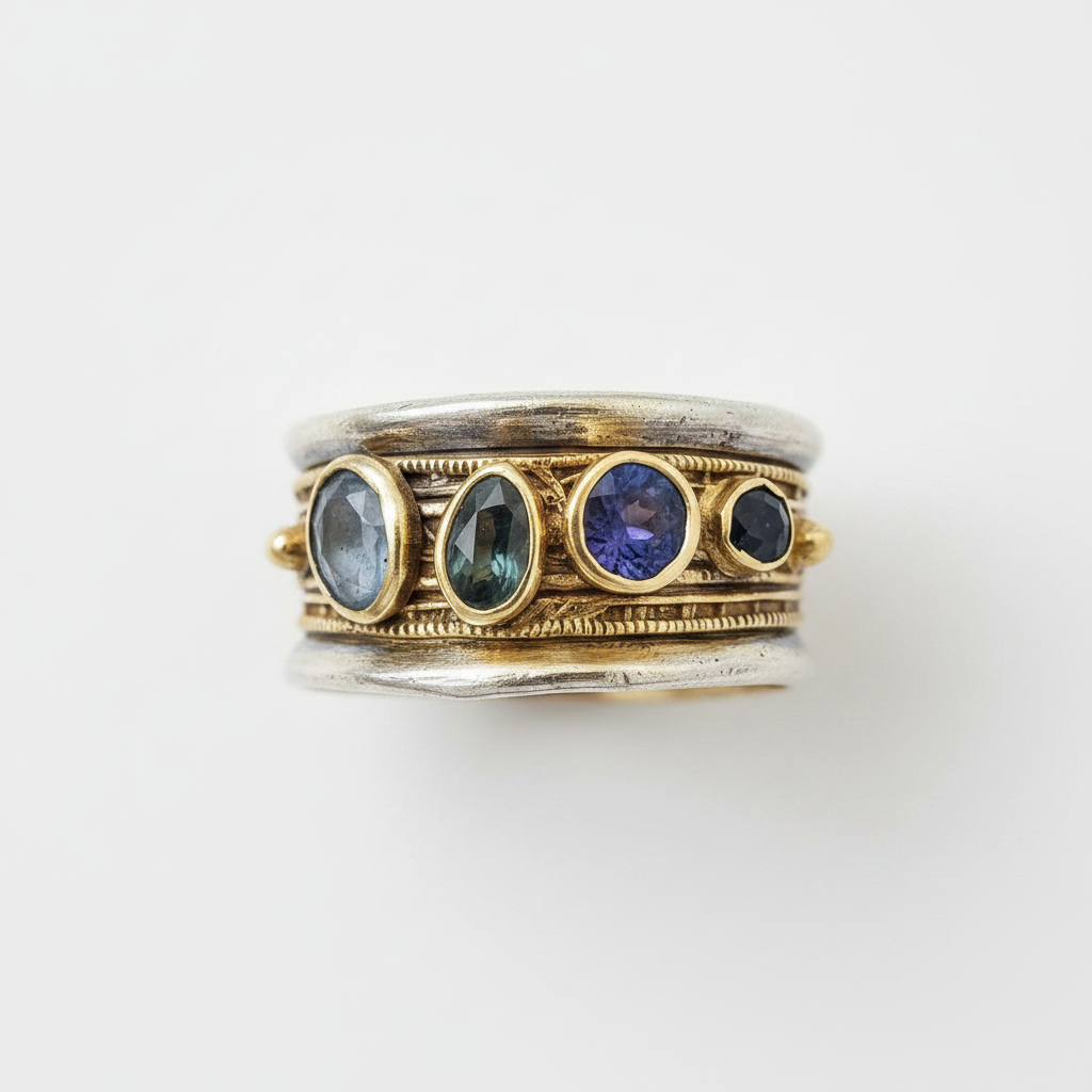 Gold Inlaid Blue Stone Ring