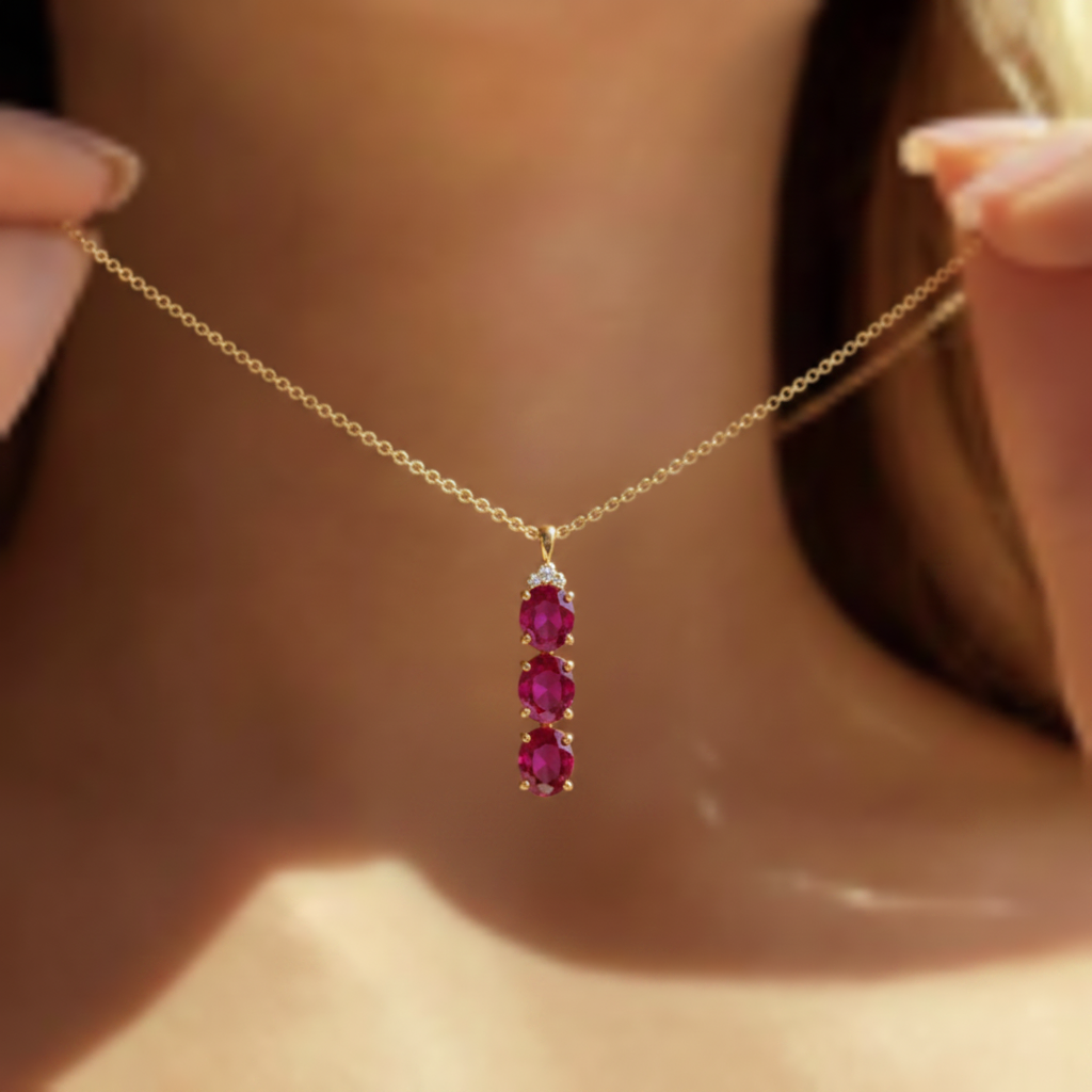 Composite Ruby Pendant Necklace in Sterling Silver