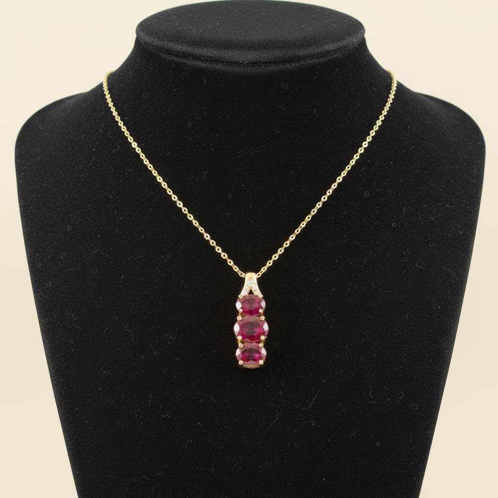 Composite Ruby Pendant Necklace in Sterling Silver