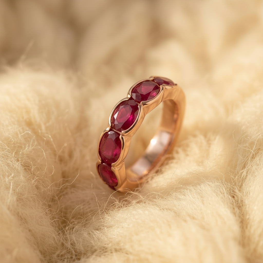 Natural Ruby Ring & Hoop Earring Set in Sterling Silver