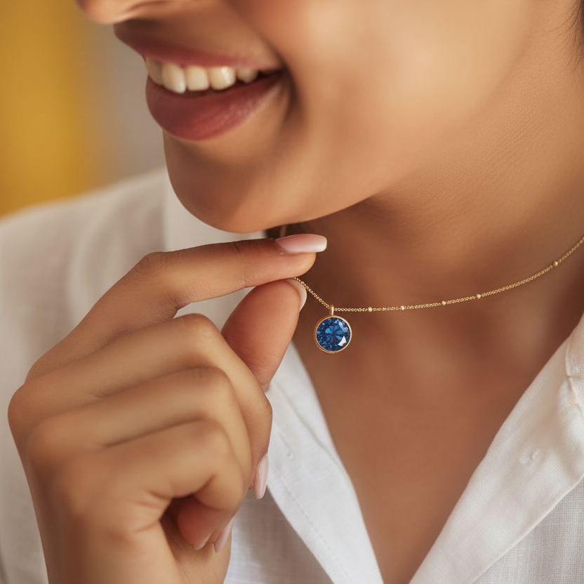 Sapphire Birthstone Pendant Necklace