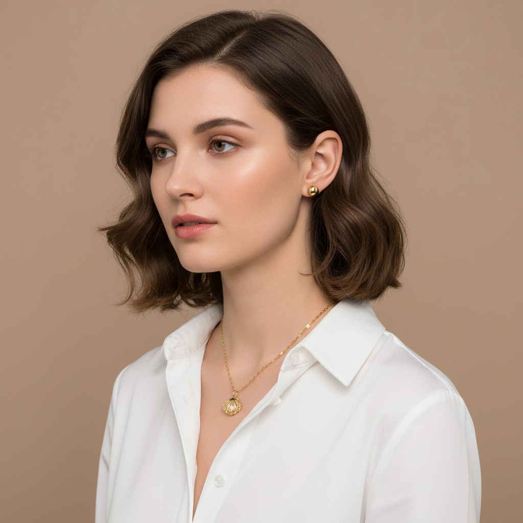 Shell Pearl Pendant Necklace in Silver