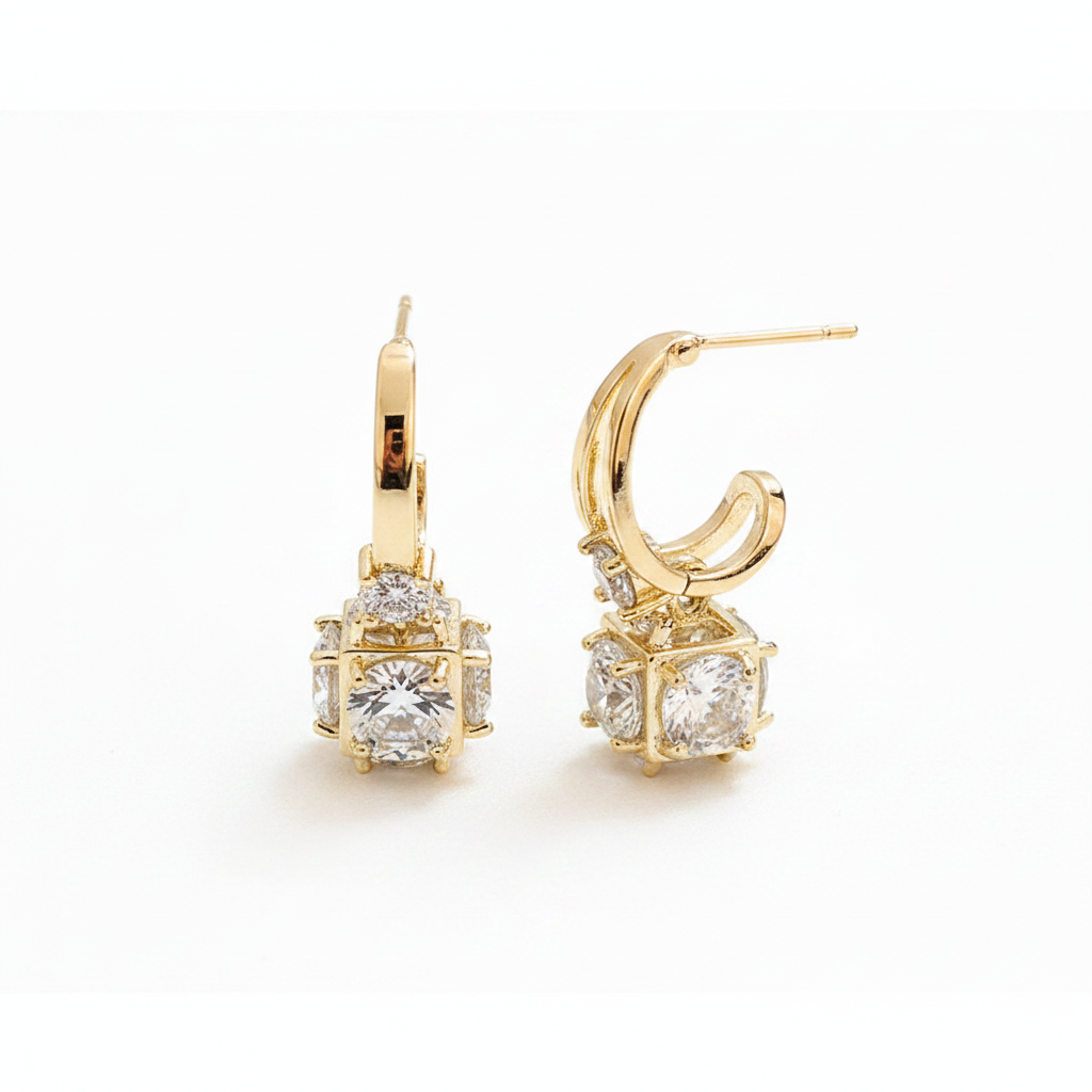 Cubic Zirconia Earrings in Gold