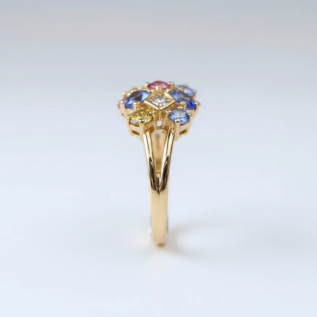 Prismatic Crystal Ring in Gold