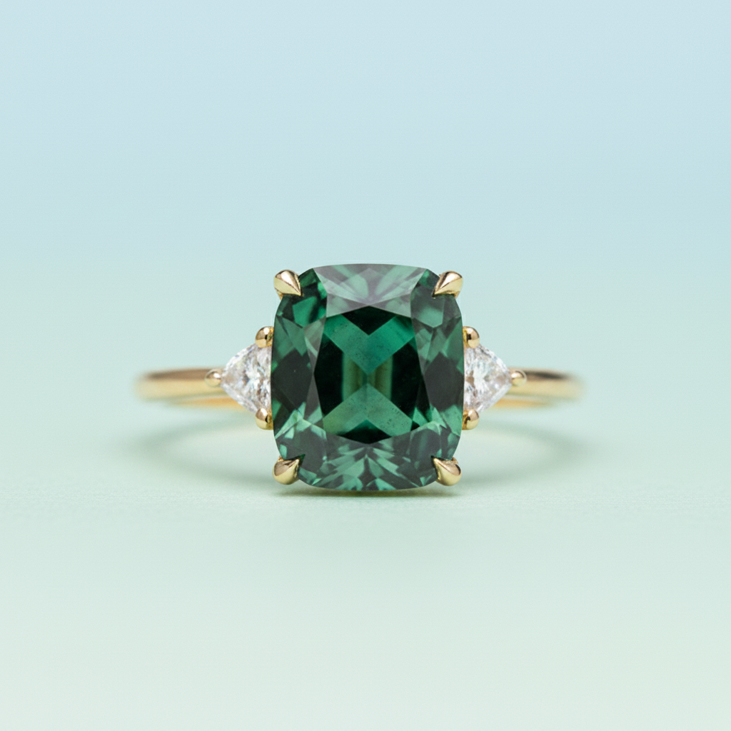 Square Emerald Ring in Gold