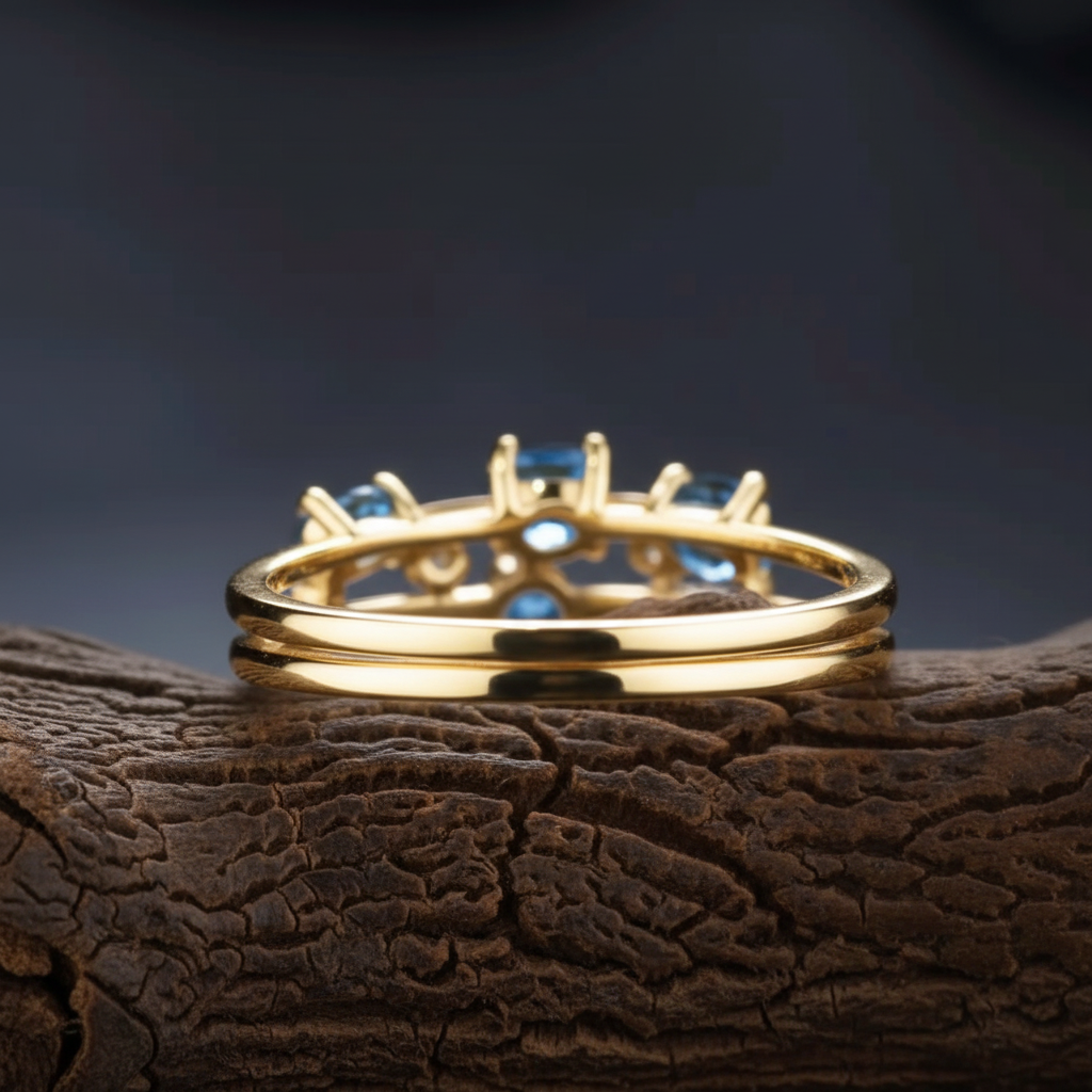 Azure Crystal Gold Ring