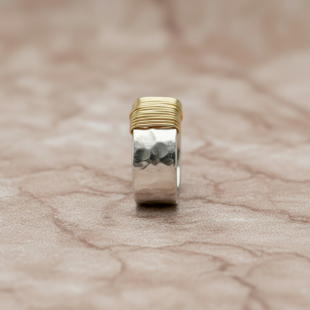 Vintage Golden Threads Silver Ring