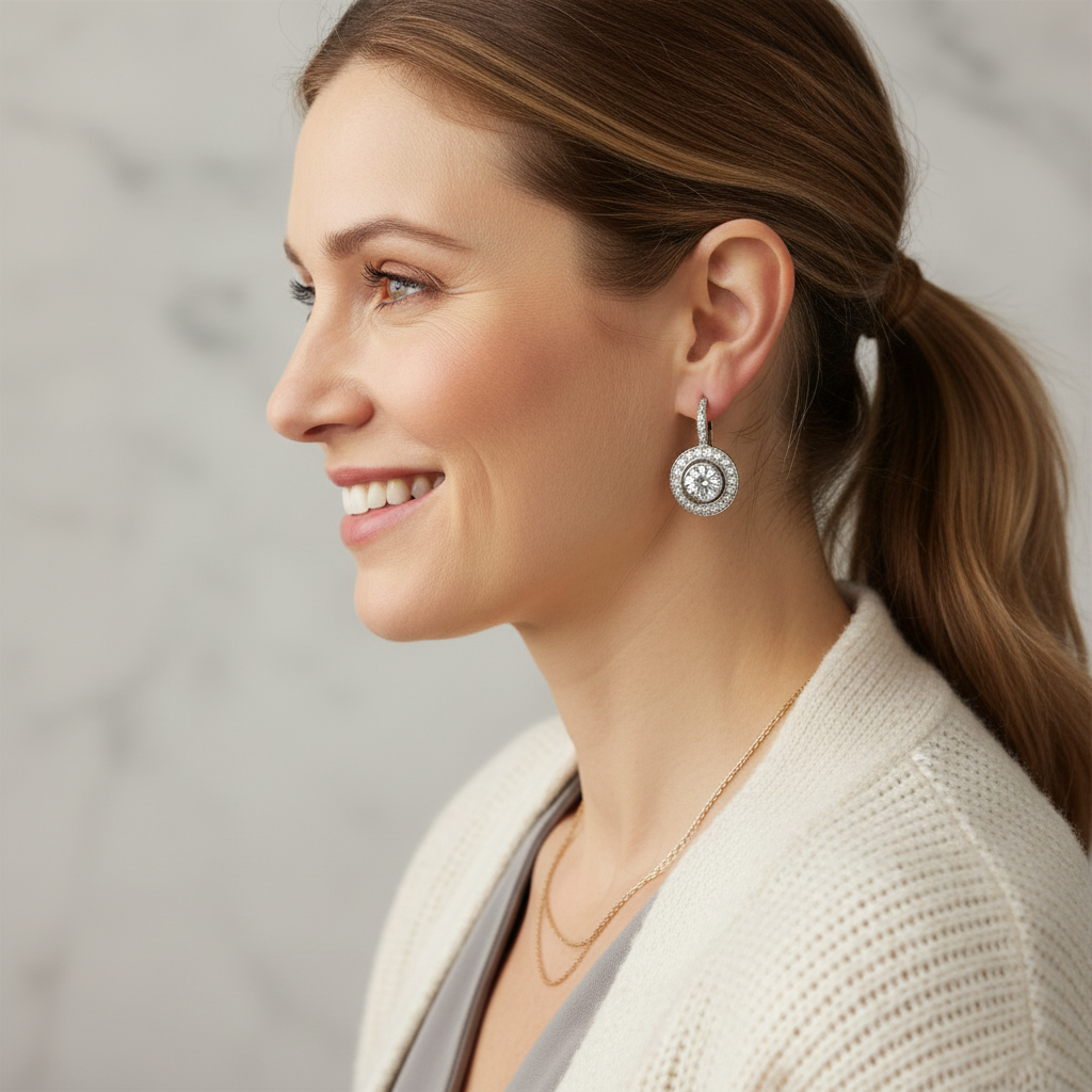 Vintage Silver Earrings with Zirconia