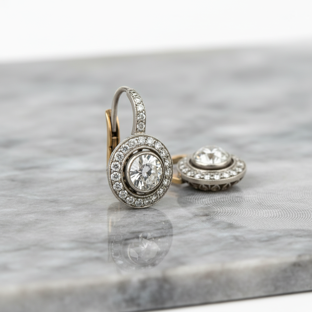 Vintage Silver Earrings with Zirconia