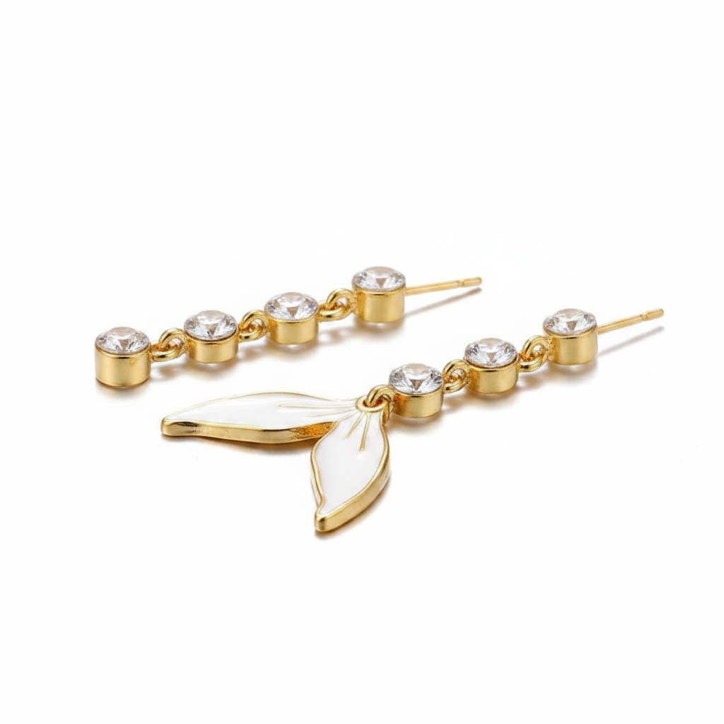 Mermaid Tail Zirconia Earrings in Gold