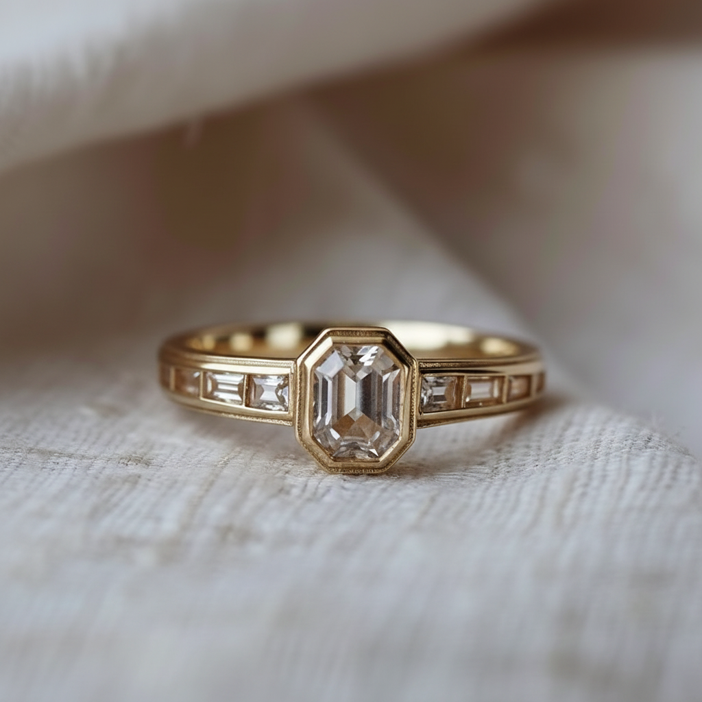 Radiant Crystal Gold Ring
