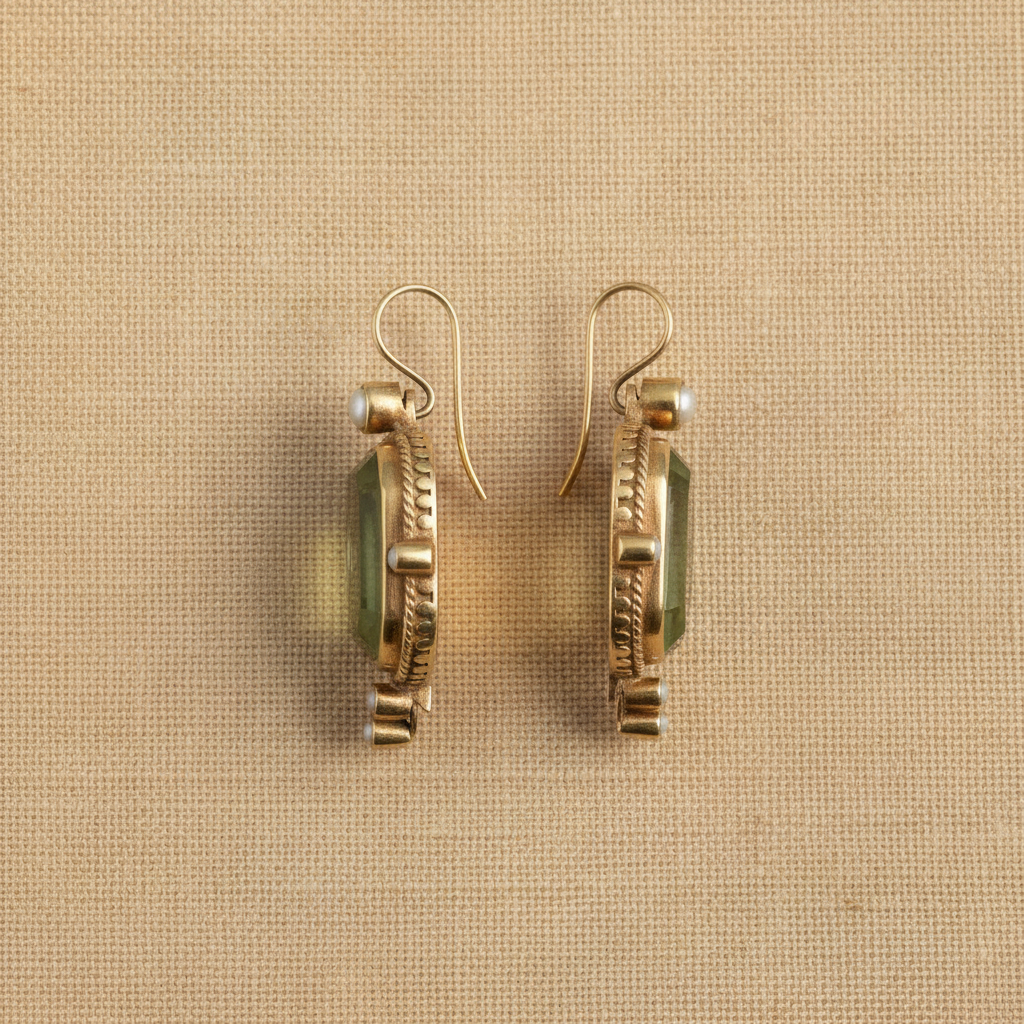 Vintage Green & Pearl Earrings