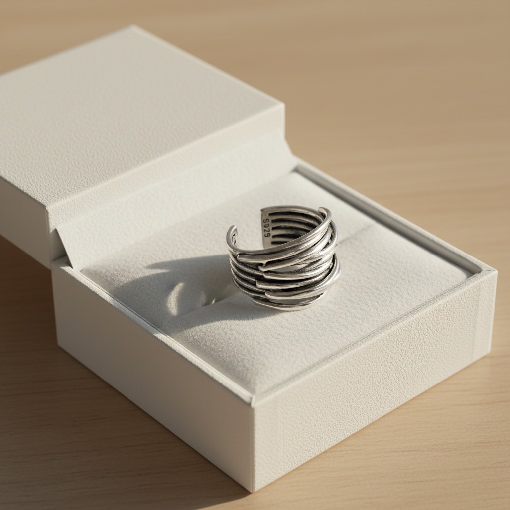 Silver Adjustable Layered Ring