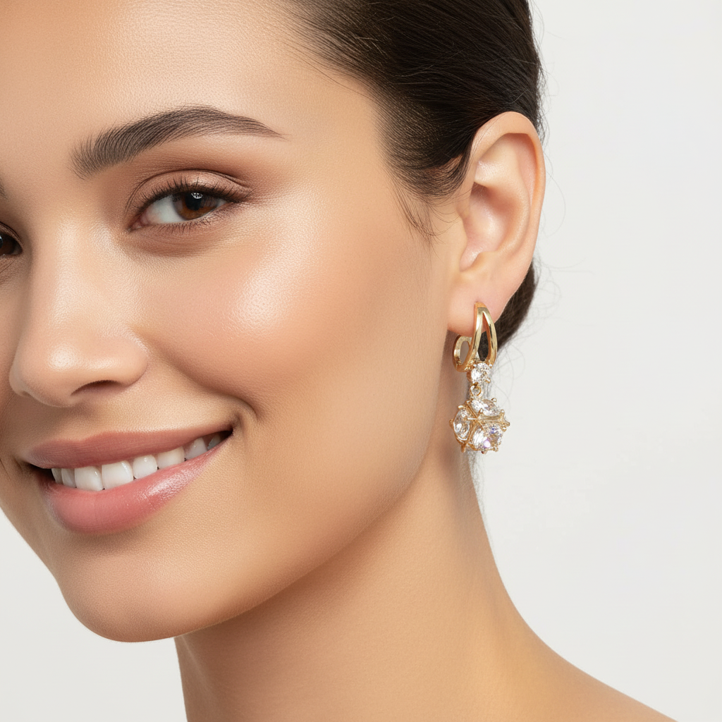 Cubic Zirconia Earrings in Gold