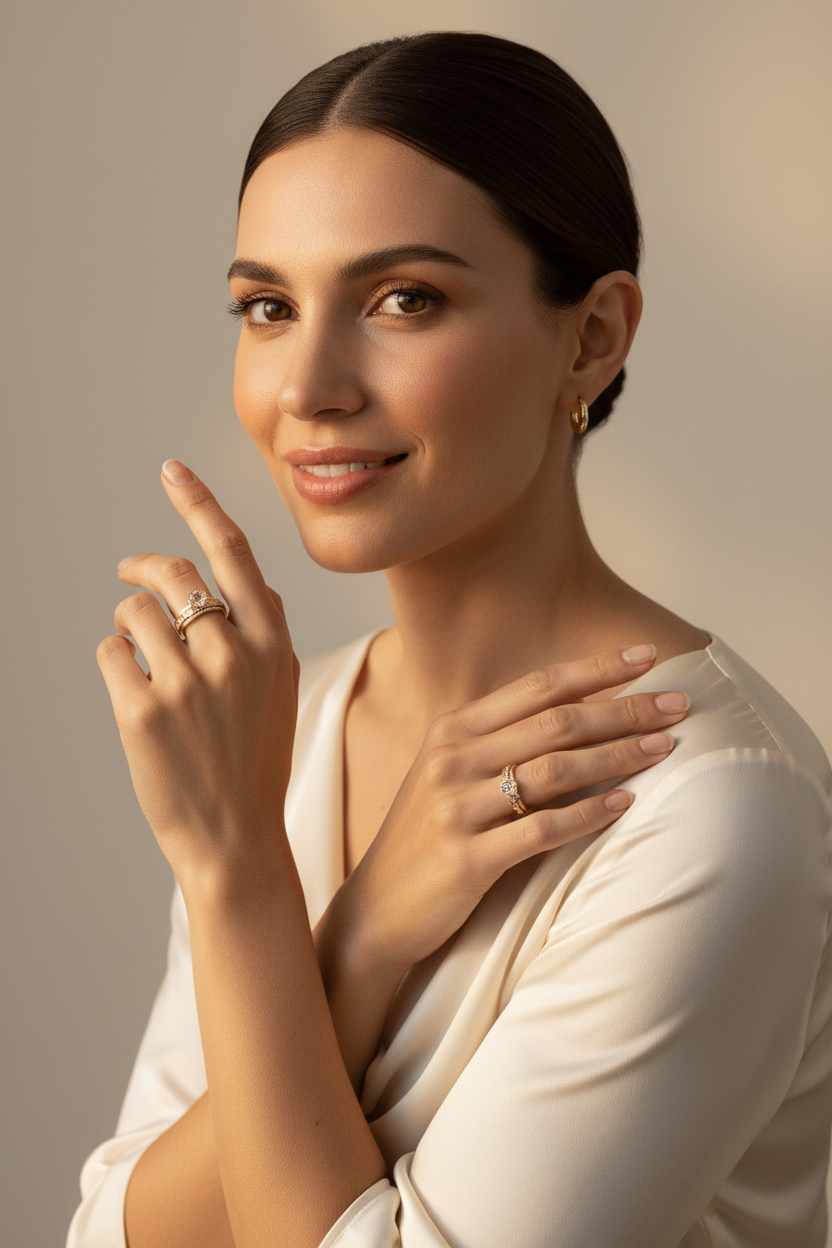 Inlaid Crystal Gold Ring