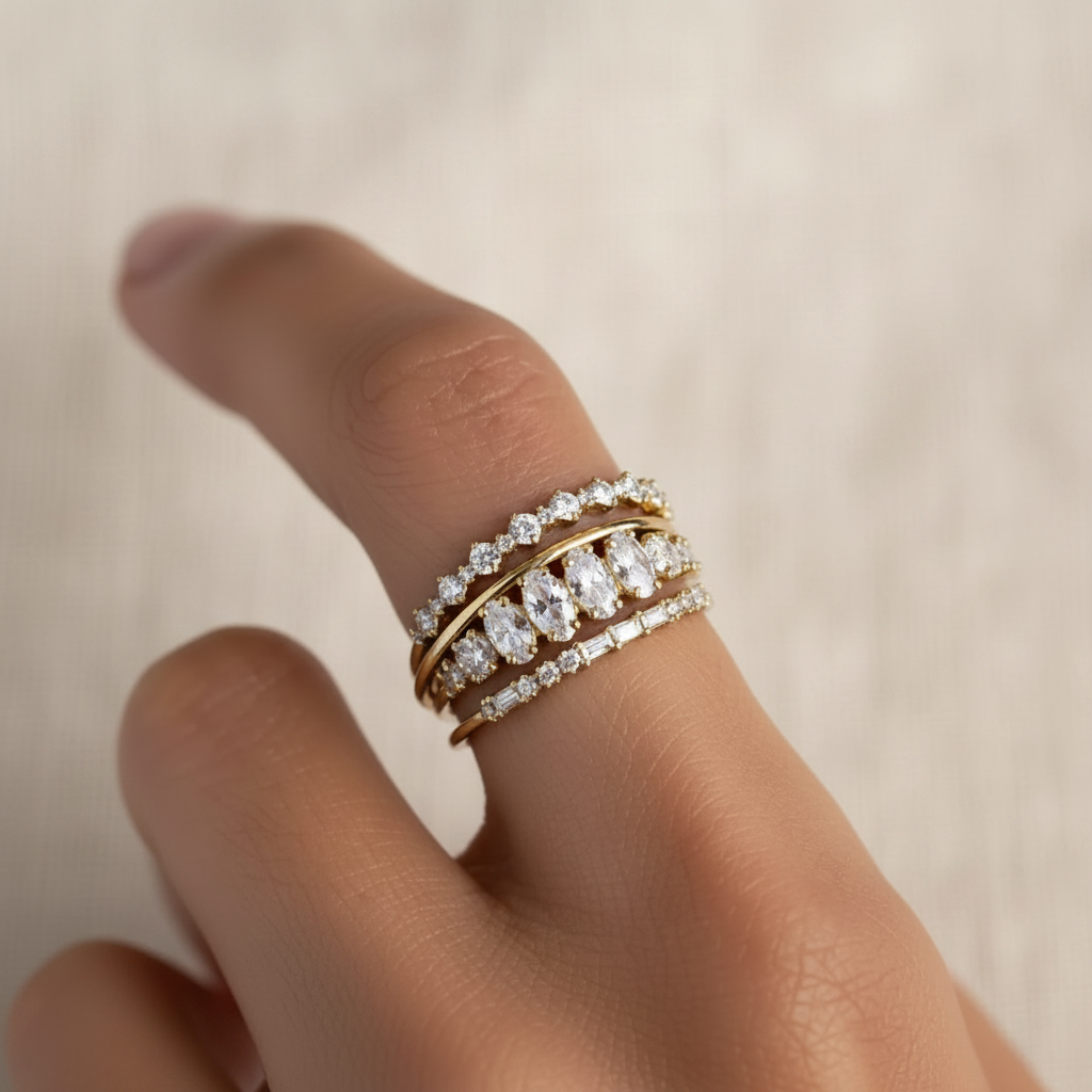 Vintage Zirconia Ring Set