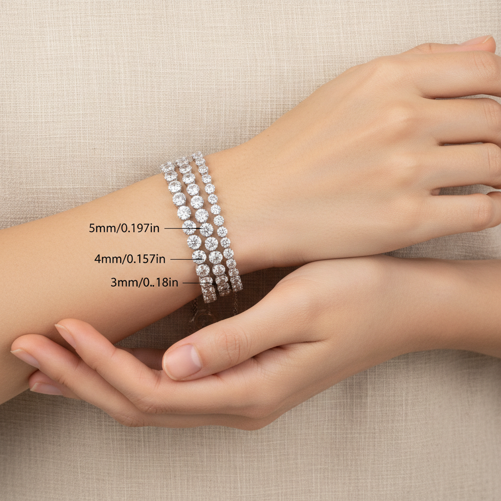Round Moissanite Tennis Bracelet in Sterling Silver