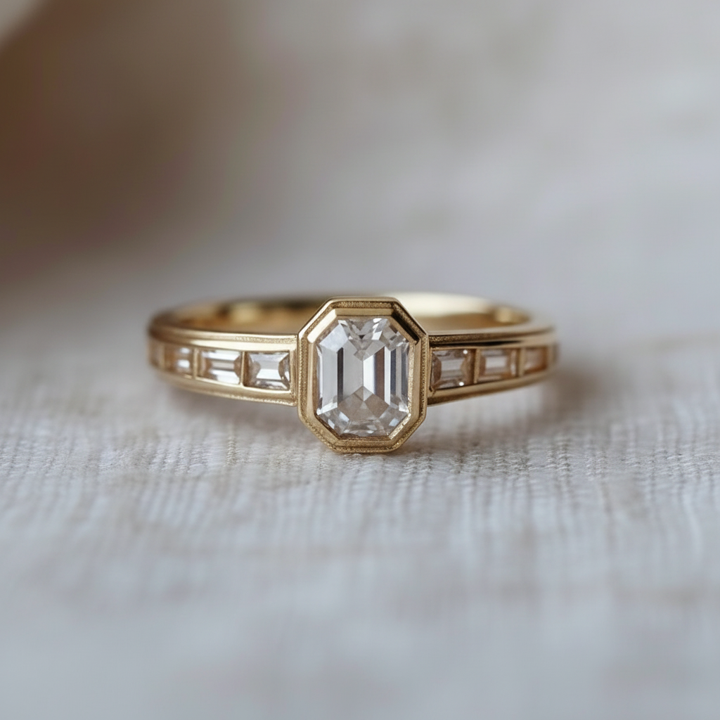 Radiant Crystal Gold Ring