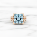Vintage Rose Gold Blue Zirconia Ring