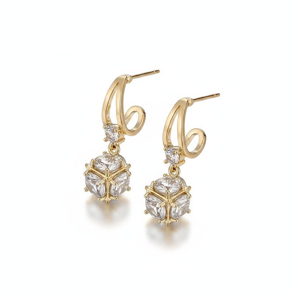 Cubic Zirconia Earrings in Gold