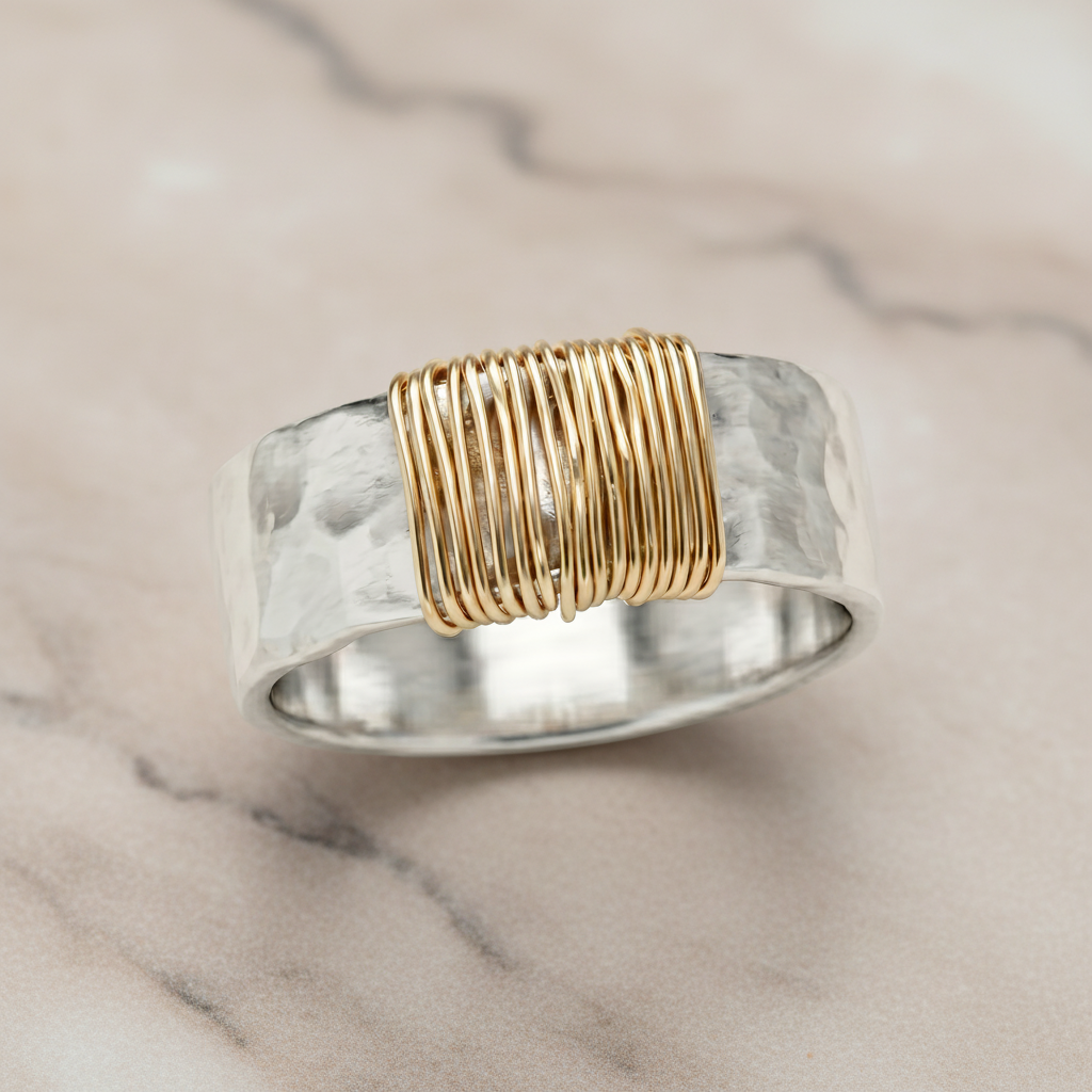 Vintage Golden Threads Silver Ring
