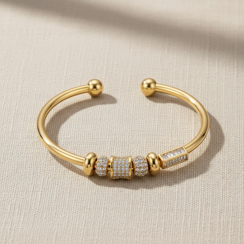 Adjustable Bracelet with Golden Charms