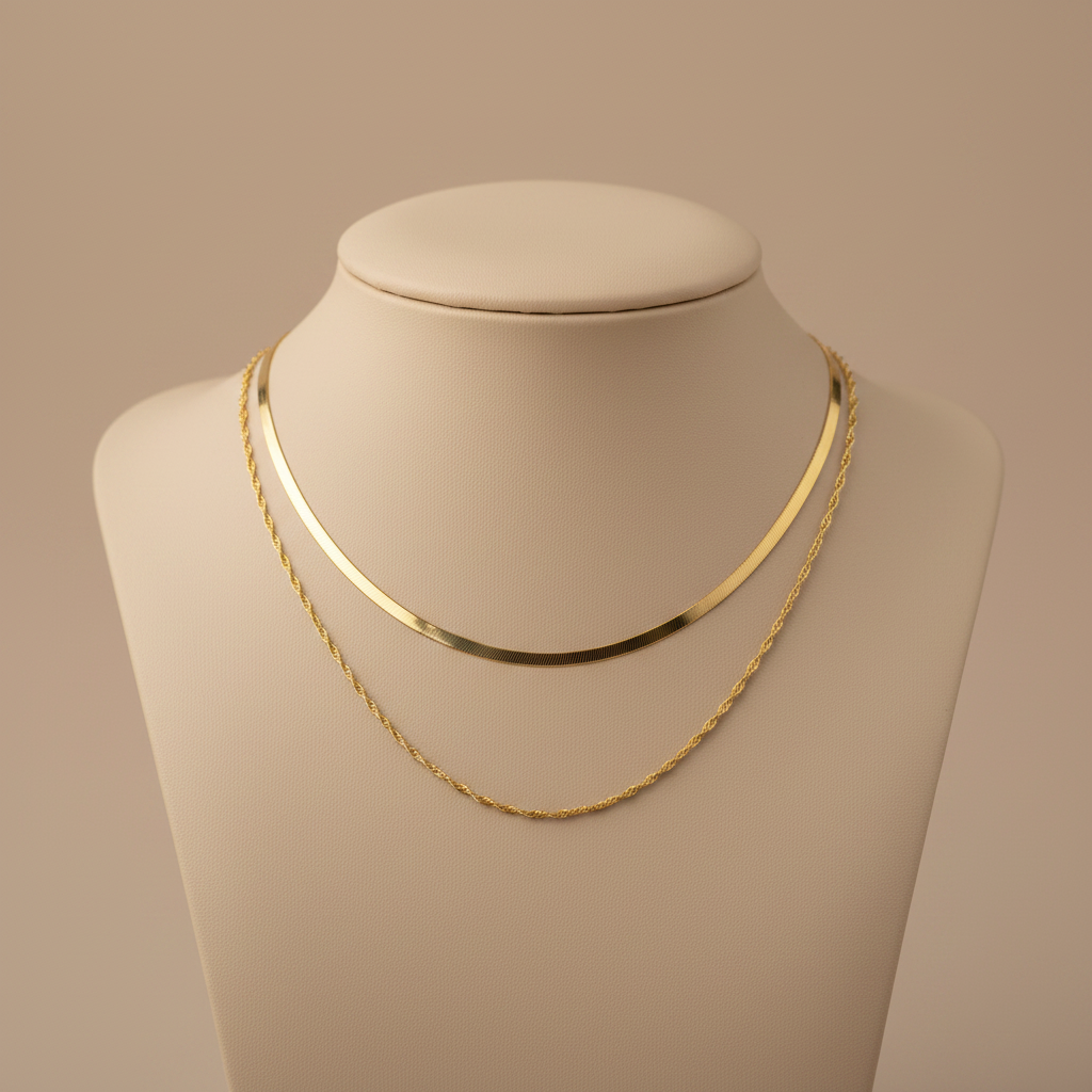 Layered Chain Necklace in Gold, Delicate