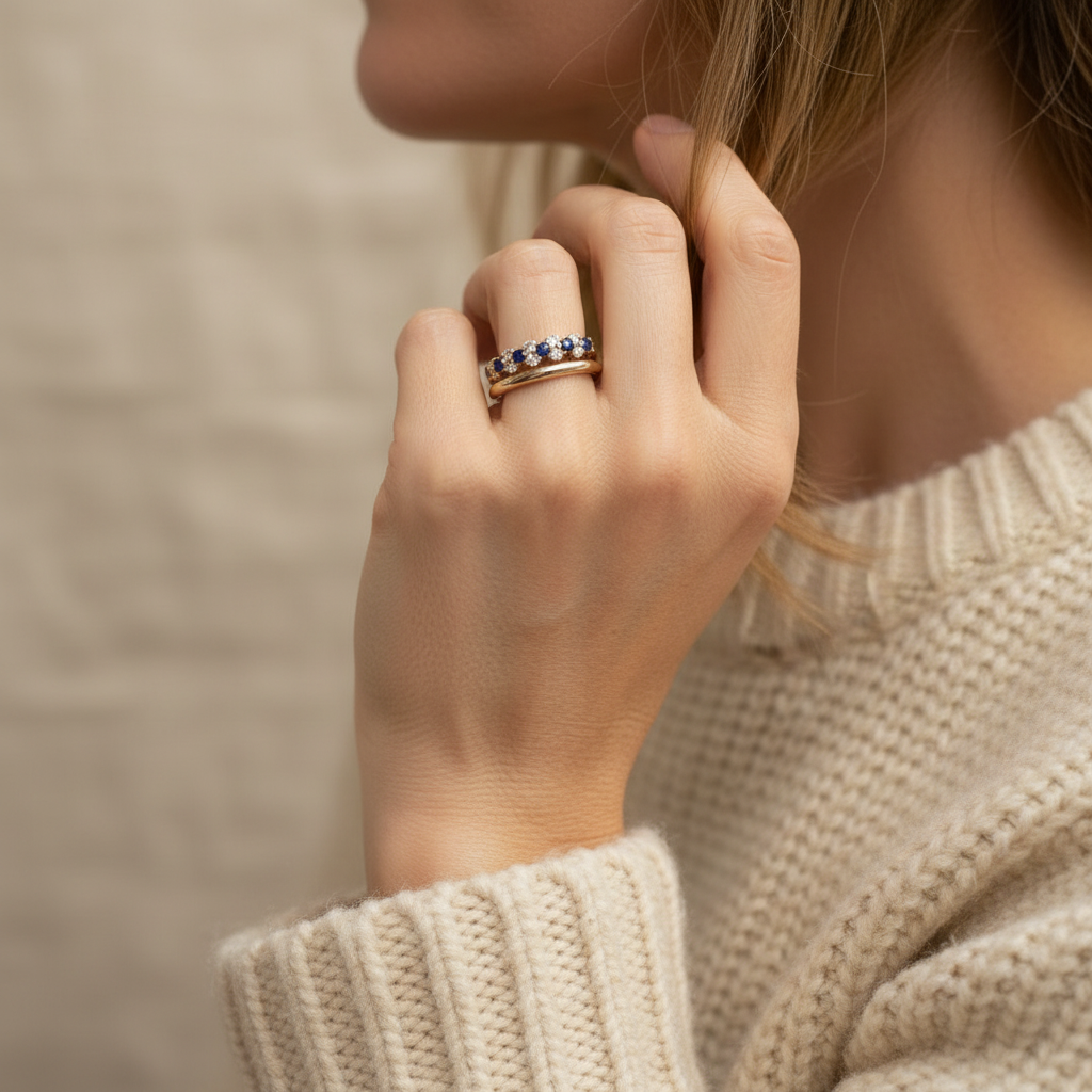 Vintage Blue Zirconia Ring Set