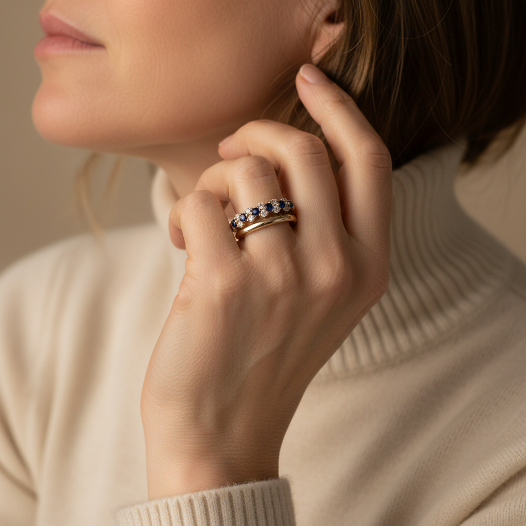 Vintage Blue Zirconia Ring Set