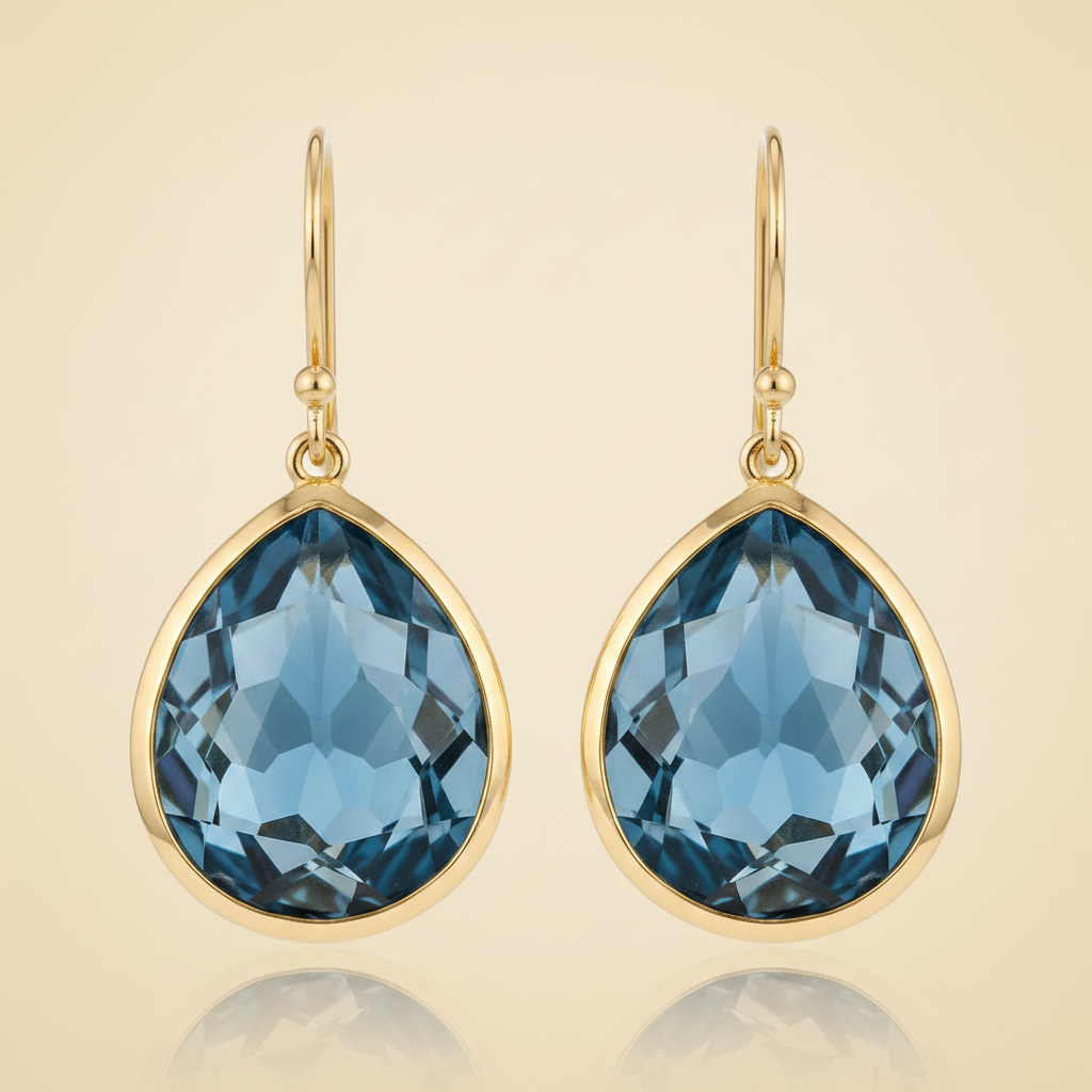 Vintage Blue Crystal Drop Earrings