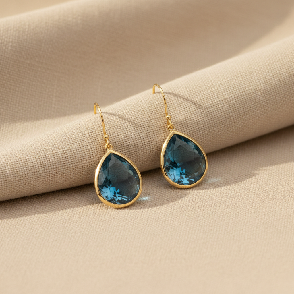 Vintage Blue Crystal Drop Earrings