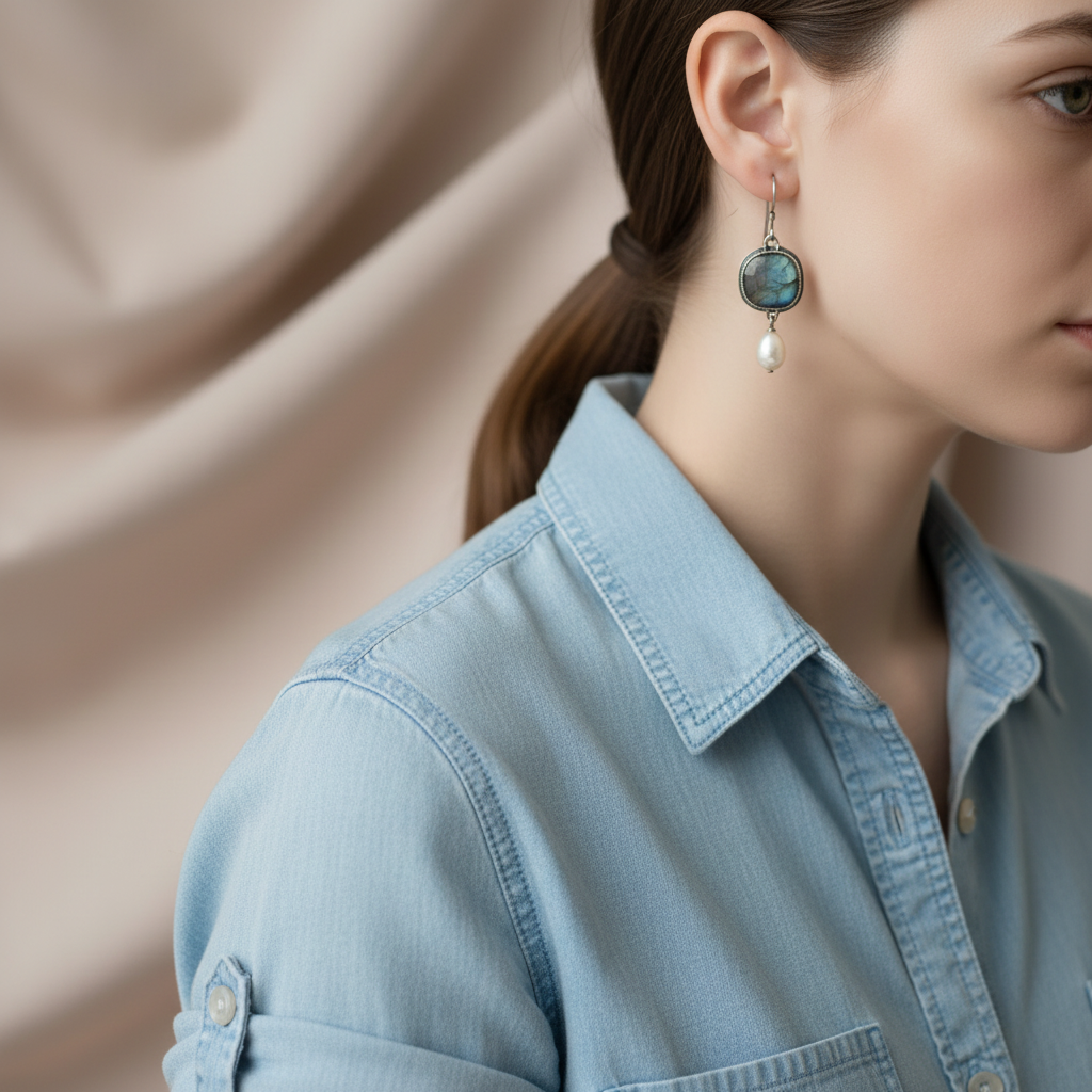 Vintage Blue Natural Stone Earrings