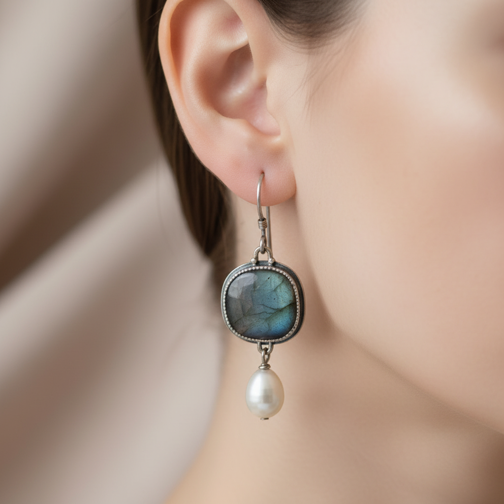Vintage Blue Natural Stone Earrings