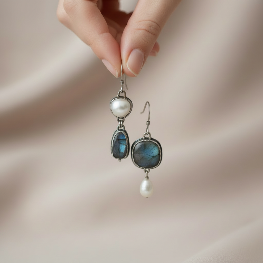Vintage Blue Natural Stone Earrings