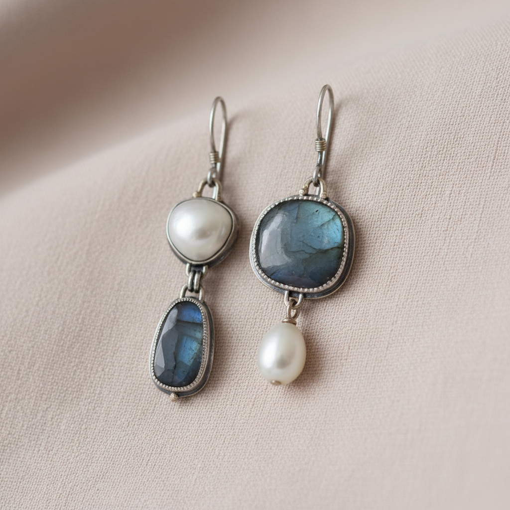 Vintage Blue Natural Stone Earrings