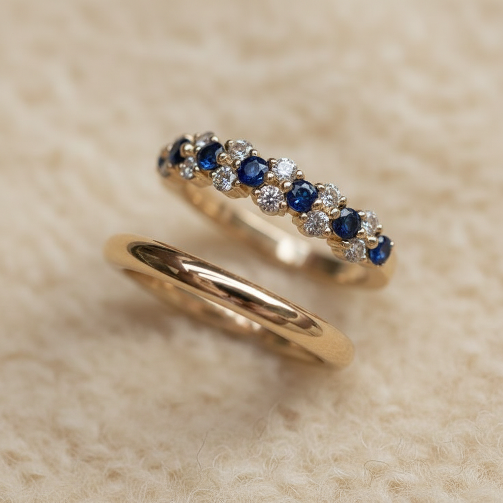 Vintage Blue Zirconia Ring Set