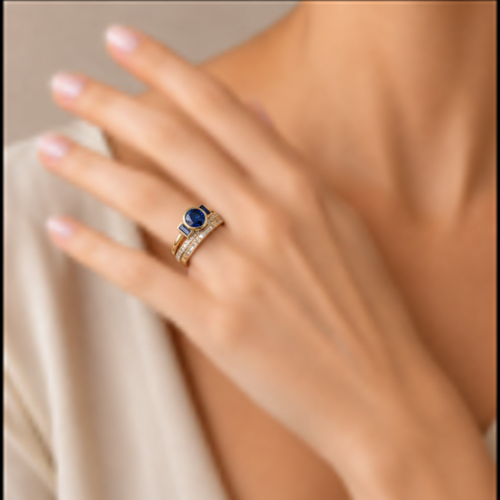 Vintage Blue Zirconia Ring Set