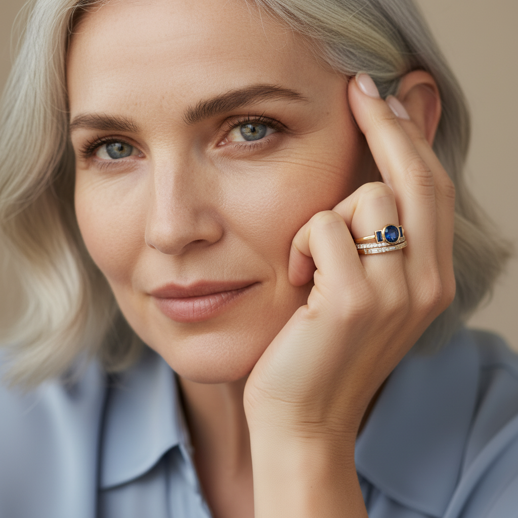 Vintage Blue Zirconia Ring Set
