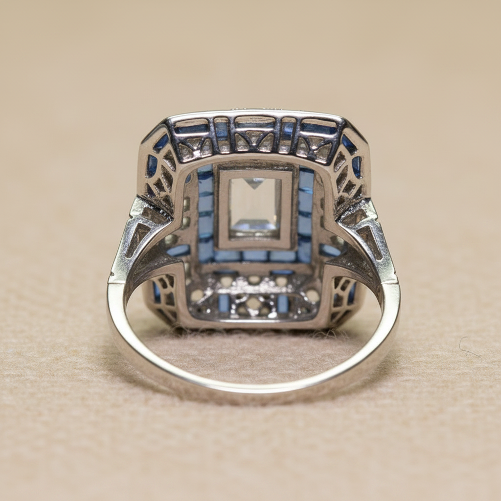 Vintage Silver & Blue Zirconia Ring