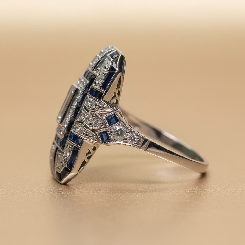 Vintage Silver & Blue Zirconia Ring