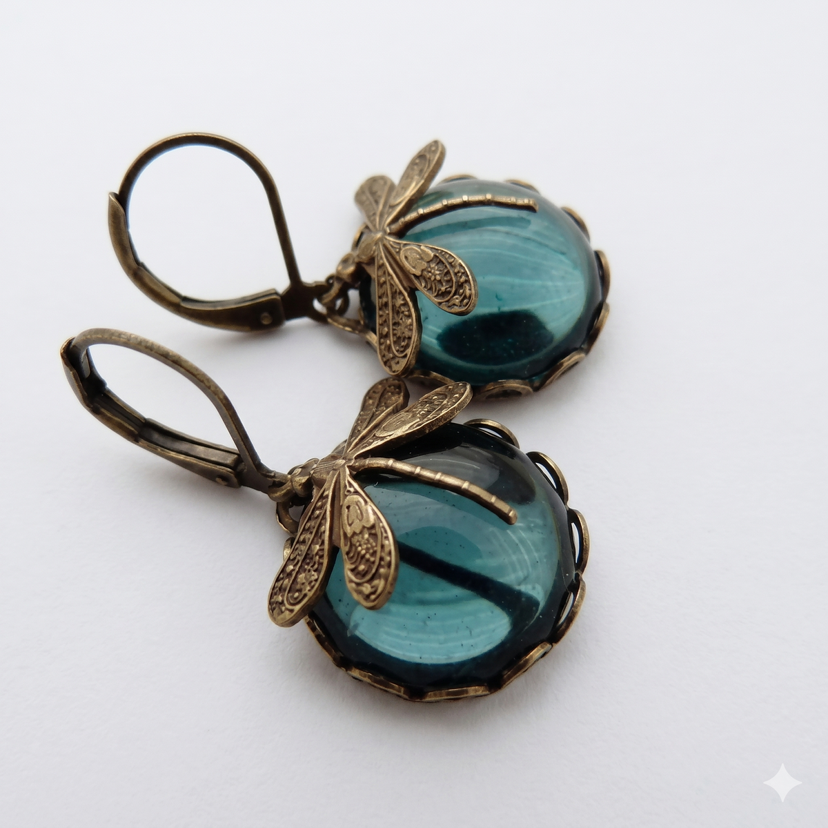 Spherical Dragonfly Earrings in Antique Gold