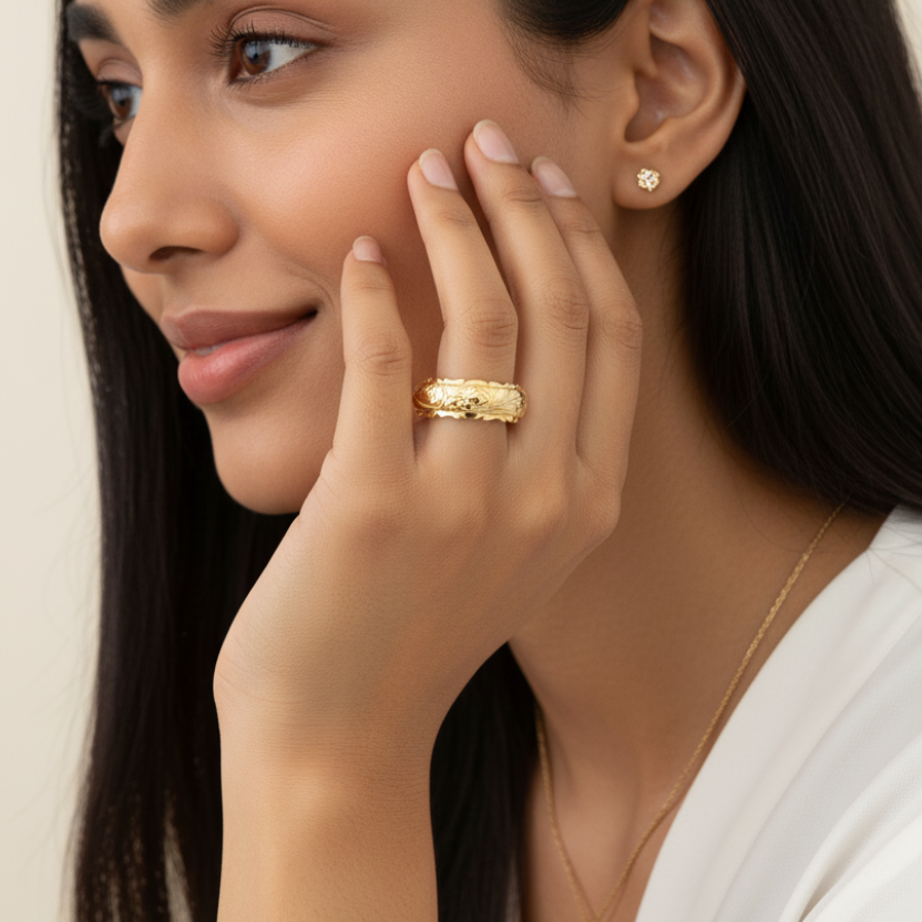 Vintage Flower Ring in Gold