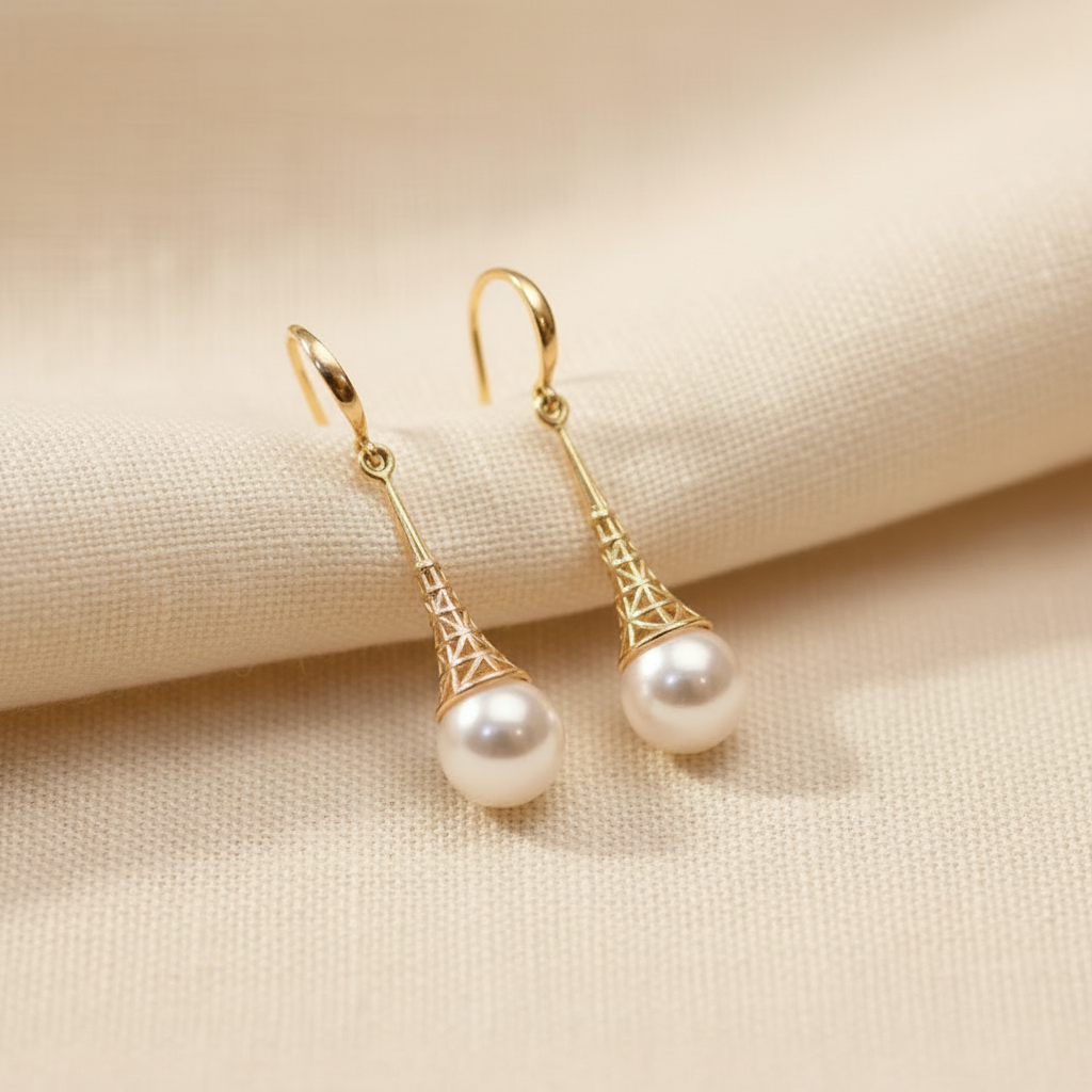 Vintage Gold and Pearl Drop Earrings