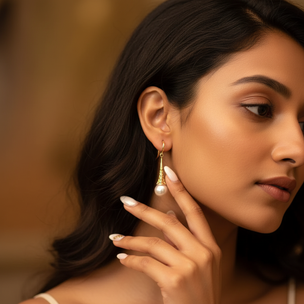 Vintage Gold and Pearl Drop Earrings