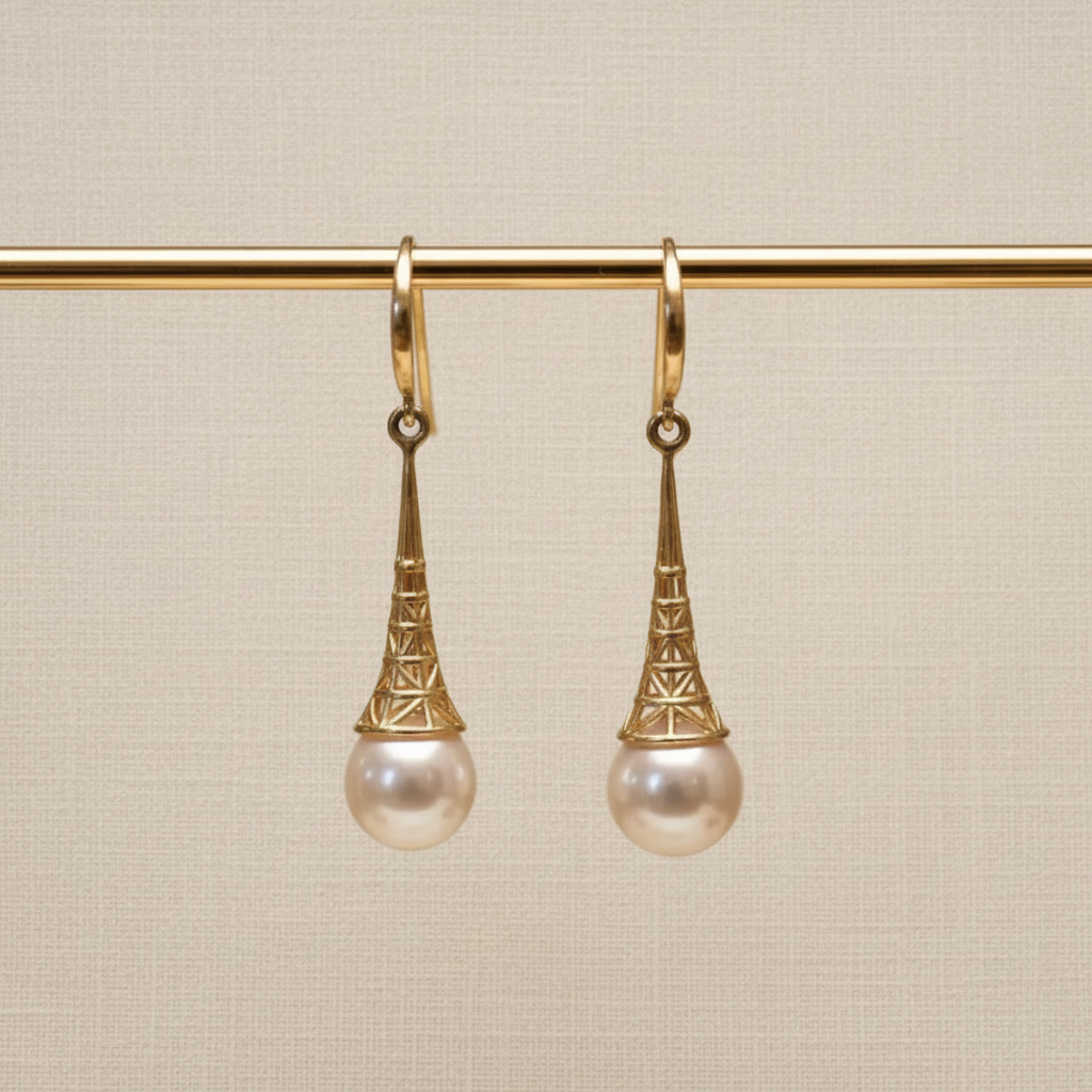 Vintage Gold and Pearl Drop Earrings