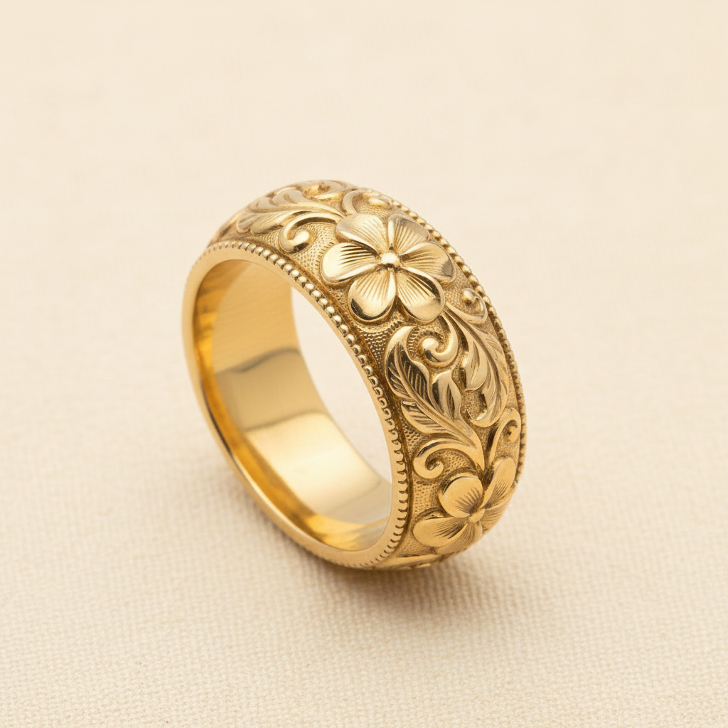 Vintage Flower Ring in Gold